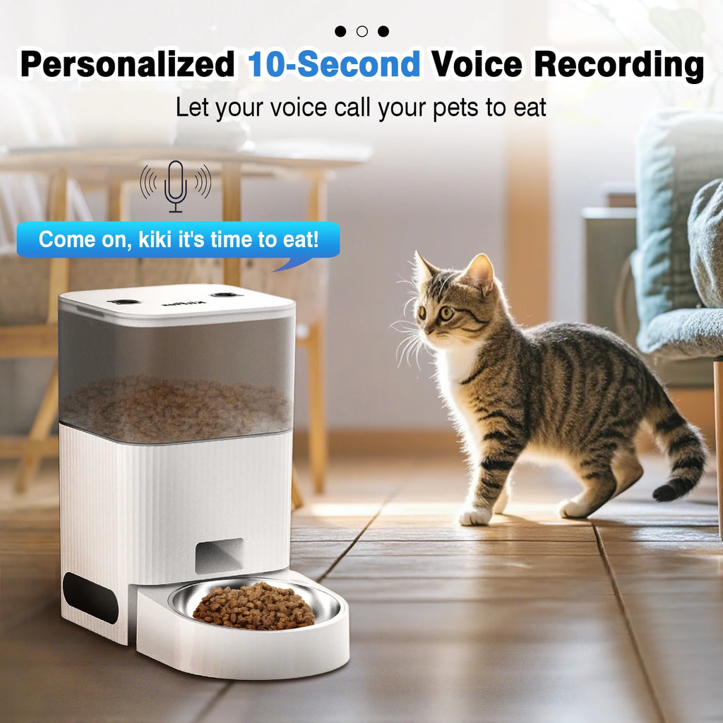 Automatic Pet Feeder with APP Control, Dog Feeder Automatic with Timer, Cat Food Dispenser, Locked Lid, Feeding＆Recordi
