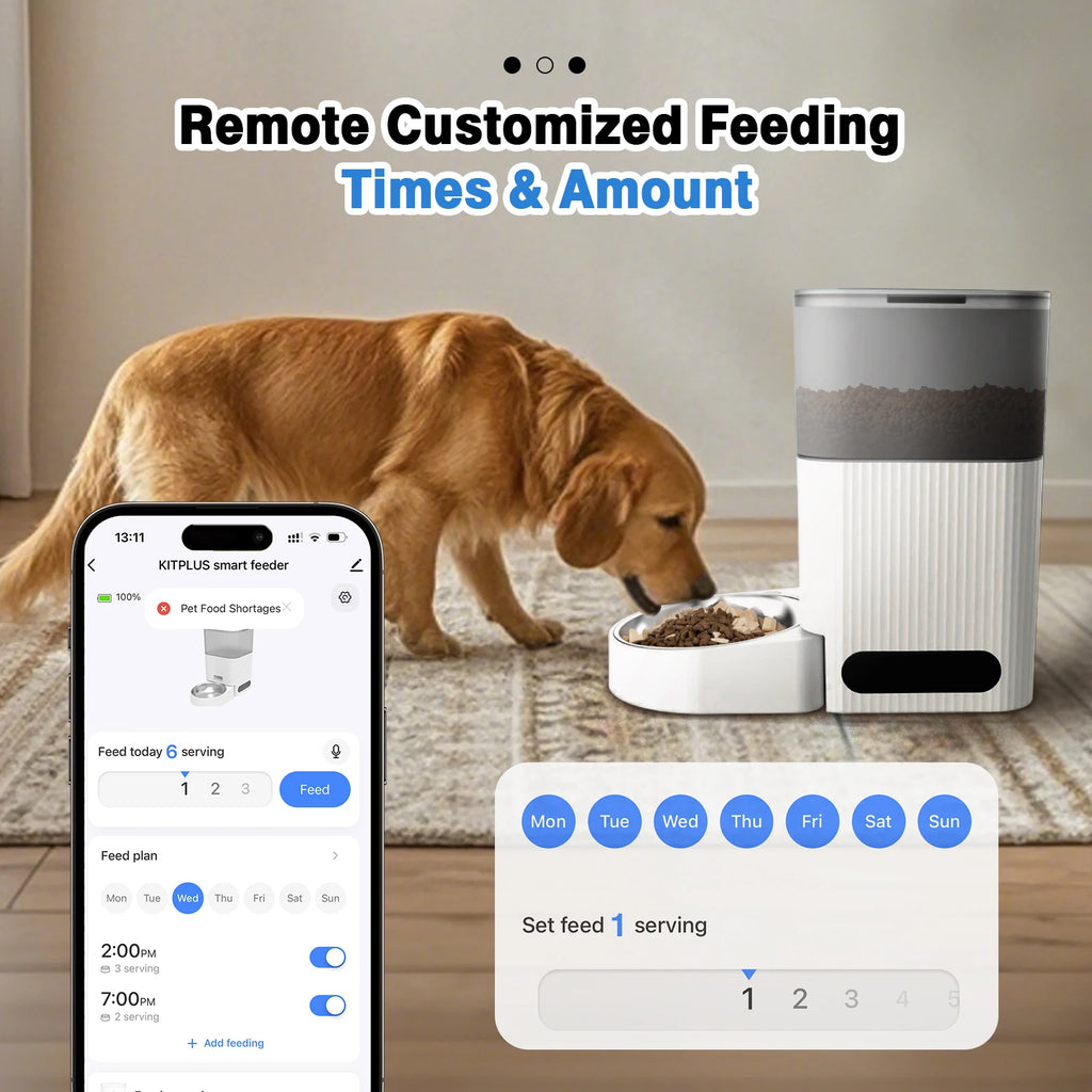 Automatic Pet Feeder with APP Control, Dog Feeder Automatic with Timer, Cat Food Dispenser, Locked Lid, Feeding＆Recordi