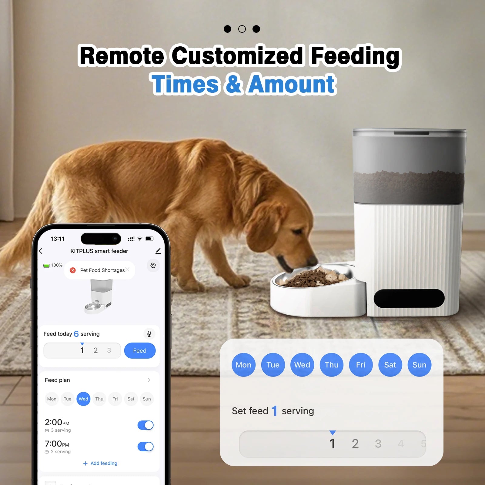 Automatic Pet Feeder with APP Control, Dog Feeder Automatic with Timer, Cat Food Dispenser, Locked Lid, Feeding＆Recordi