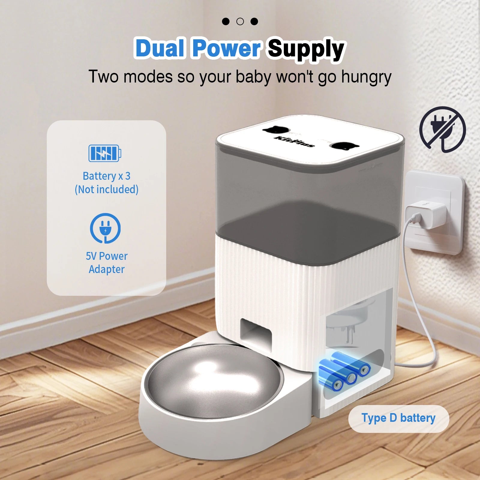 Automatic Pet Feeder with APP Control, Dog Feeder Automatic with Timer, Cat Food Dispenser, Locked Lid, Feeding＆Recordi