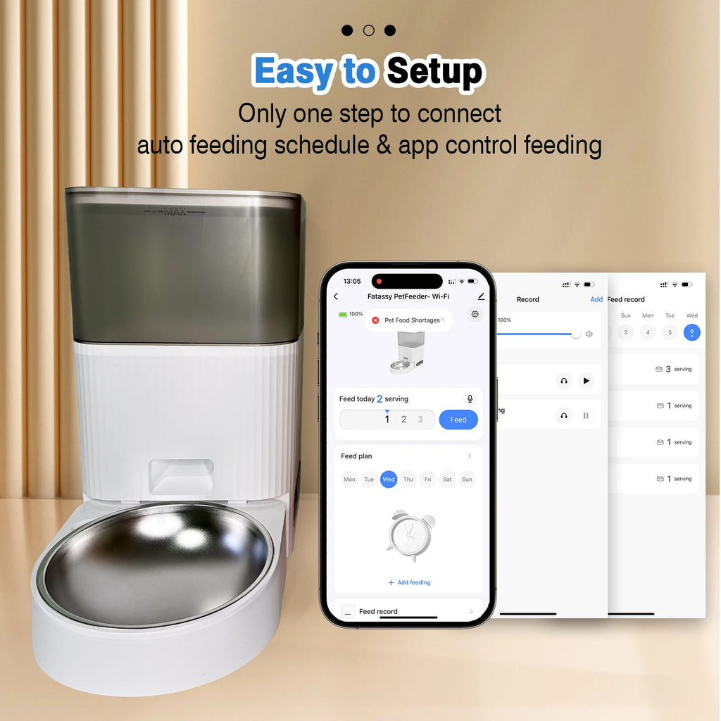 Automatic Pet Feeder with APP Control, Dog Feeder Automatic with Timer, Cat Food Dispenser, Locked Lid, Feeding＆Recordi